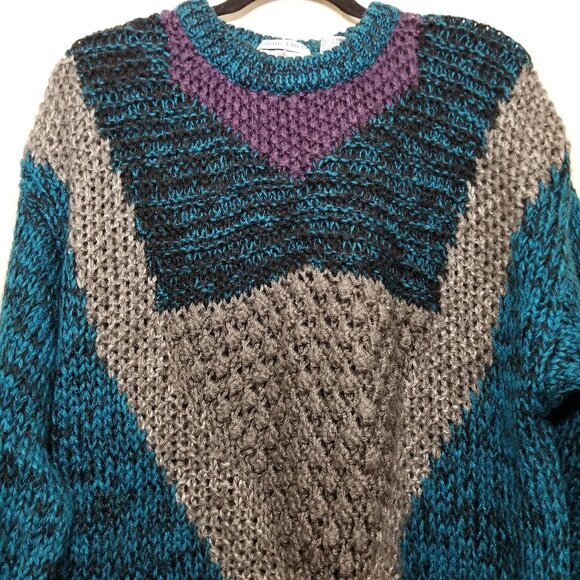 Sears and Robuck Co hand knit sweater blue size L - Picture 5 of 8